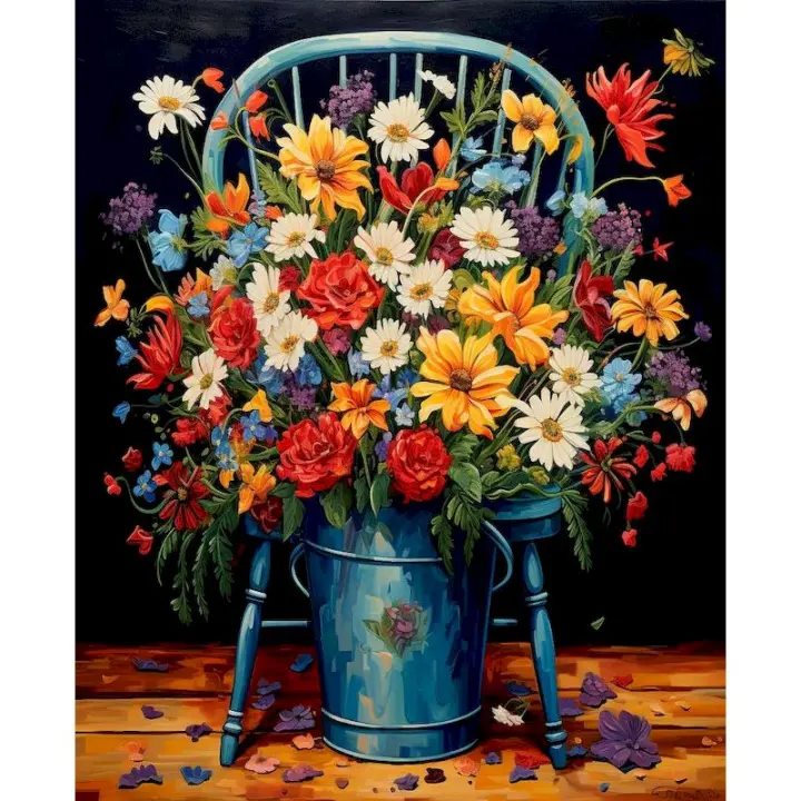 RUOPOTY-pintura acrílica por números, Kit de cesta de flores, arte de pared, imagen para decoración del hogar - 1