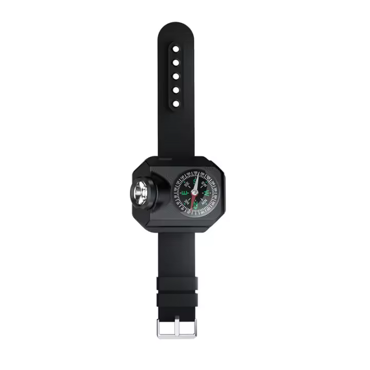 Luz de emergencia para exteriores, linterna de muñeca recargable de 1000 lúmenes, luz LED en 5 modos, pulsera impermeable con brújula, adecuada para ciclismo, montañismo, camping, senderismo - 1