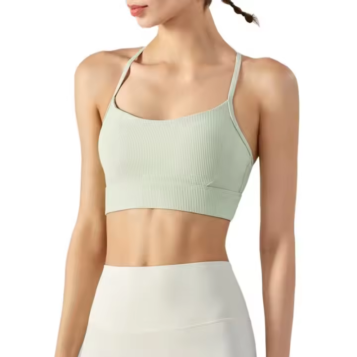 Top halter con espalda en T, chaleco, sujetador deportivo a prueba de golpes, almohadilla para el pecho, sujetador deportivo para yoga. - 1