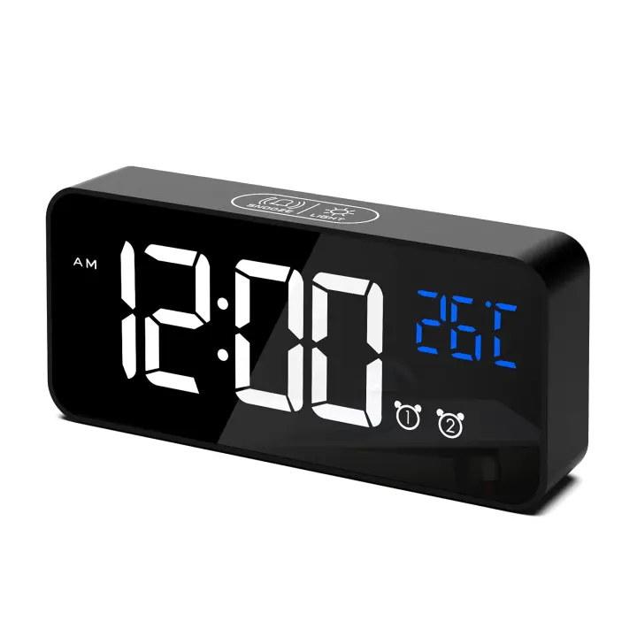Reloj Despertador Digital, Alarma Dual con Temperatura, 4 brillos ajustables, Función de repetición - 1