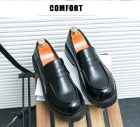 Mocasines de moda para hombre que realzan la sonrisa, zapatos de cuero formales de negocios con suela de plataforma - details 2
