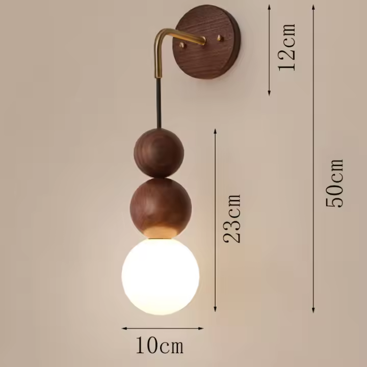 Lámpara de pared para dormitorio, candelabro de mesita de noche de estilo chino de nogal, Fondo de sala de estar Retro japonés - 1