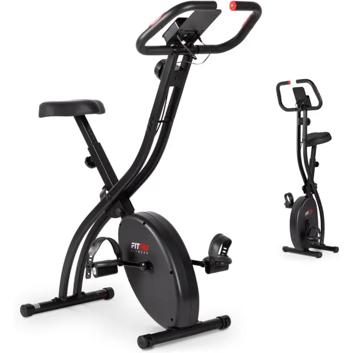 Bicicleta de Fitness Plegable Sillín Regulable, 8 Niveles de Resistencia, Pulsómetro, Pantalla LCD, Soporte para Móvil/Tablet, Ideal para Entrenamiento Cardio en Casa - 1