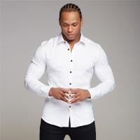 Camisas ajustadas para hombres de negocios juveniles, ropa Formal profesional sin hierro, Color sólido, guapo - details 5