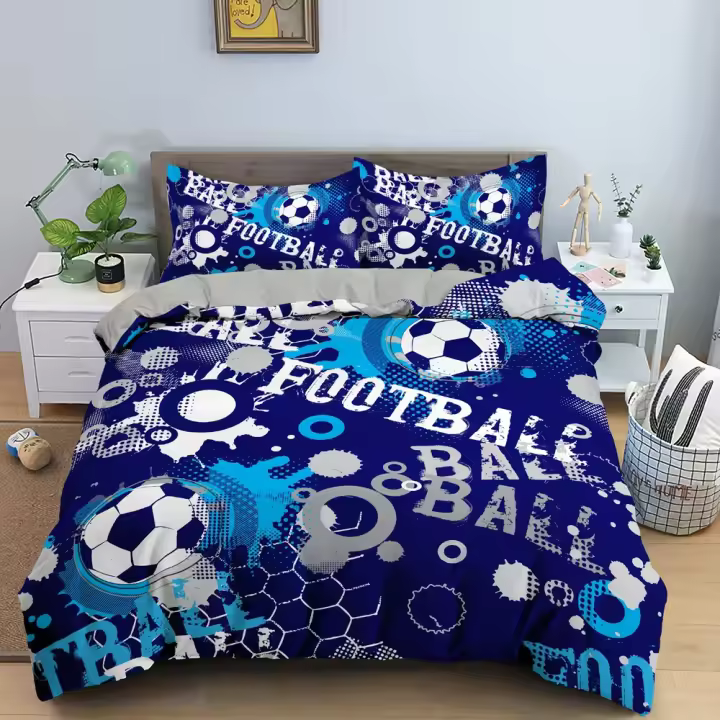 Juego de Ropa de Cama de Fútbol Colorido Tamaño de Cama Twin Queen Diseño Moderno para Niños y Adultos Textil de Hogar de Moda - 1