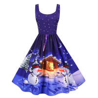 Vestido midi de fiesta elegante sin mangas con estampado floral y tirantes finos para mujer - details 62