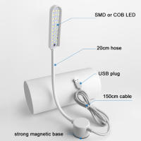 Luz magnética para máquina de coser USB, lámpara magnética LED blanca fría de 6000K para el hogar, oficina, dormitorio, mesa de costura, color blanco y negro - details 5