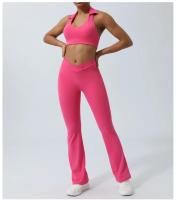 Conjunto de Yoga para Mujer Nuevo Traje Deportivo y Fitness con Sujetador de Cuello Colgante y Pantalones de Yoga Levantados 2 Piezas en Nylon para Primavera/Verano - details 7