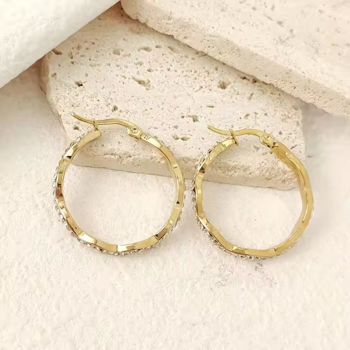 Pendientes de diamantes para mujeres europeas y americanas, diseño ligero, lujoso y moderno, joyería respetuosa con el medio ambiente - 1