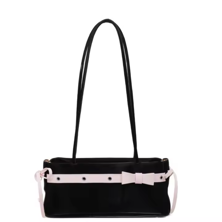 Bolso portátil con forma de palo francés, cinta con lazo Y2K, bolso de hombro con lazo, estilo francés coreano, bolso para axilas, trabajo - 1