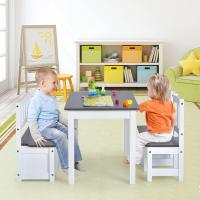 2 Sillas para Niños con Banco, Conjunto de Muebles con Banco de Almacenaje, Muebles Infantiles de 4 Piezas para Niños de 3 a 7 Años (Natural) - details 9