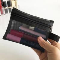 Neceser de viaje con cremallera para mujer, bolsa de maquillaje de malla transparente negra, organizador de almacenamiento, bolsa de cosméticos informal - details 14