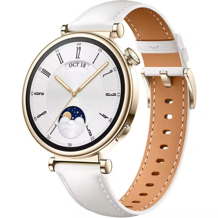 Caliente HUAWEI Watch GT 4 B19L 41mm Bluetooth Smartwatch 1.32 "Pantalla AMOLED Correa de cuero - Blanco - 1