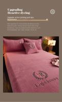 Cubierta de Cama de Terciopelo Engrosado Juego de Sábanas Elásticas de Color Sólido para Cama de Rey y Amarilla - details 10