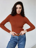 Women autumn winter solid knitted pullovers basic slim sweater undershirt - details 12