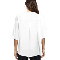 Camiseta de manga corta para mujer, Top de manga corta con cuello en v, informal, camisetas de verano con volantes - details 16