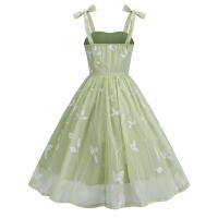 Vestido de Cintura Ajustado con Malla Bordada Retro 2024 Estilo Spaghetti Strap Vintage para Mujeres Ideal para Fiestas de Noche, Celebraciones y Cumpleaños - details 20