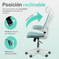 Silla de Oficina Ajustable y Reclinable Soporte Lumbar, Reposacabezas Ajustable, Plegable, Transpirable, Ruedas Giratorias 360° Soporta hasta 120kg - details 4