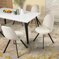 Juego de 4 sillas giratorias de ante para comedor con asiento acolchado, sillas de diseño para salón o cocina, con patas de metal negro, marrón - details 80