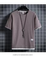 Conjunto De Camiseta Y Pantalones Cortos Informales Para Hombre, Chándal De Color Sólido, Trajes Sueltos De Verano, Talla 3XL - details 11