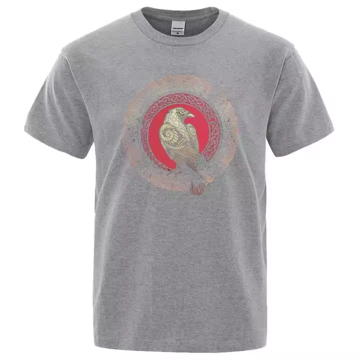 Camiseta de manga corta para hombre, camisa con estampado Ragnar King Viking Crow, estilo hip-hop informal, ropa de verano, cómoda y - 1
