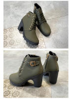 Botas con cordones de tacón alto de PU para mujer, zapatos de plataforma europeos, entrega rápida, primavera e invierno, recién llegados - details 8