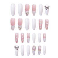 Uñas postizas de 24 piezas, rosa y blanco, para fiestas, Halloween, Navidad, graduación - details 1