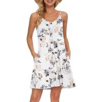 2025 Europa hermosa mujer verano delgado hombro botón cuello en V blusa de playa casual con vestido de bolsillo - details 19