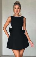 Vestido corto elegante con lazo de perlas y espalda descubierta para mujer, minivestidos bonitos de fiesta sin mangas, negro, blanco, rosa, elegante, noche de cumpleaños Y2K - details 17