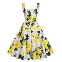 Vintage Spaghetti Straps ral Print Holiday Sin mangas Años 50 Fiesta en la playa Estilo Hepburn Verano Swing Flare Tea Vestido casual - details 4