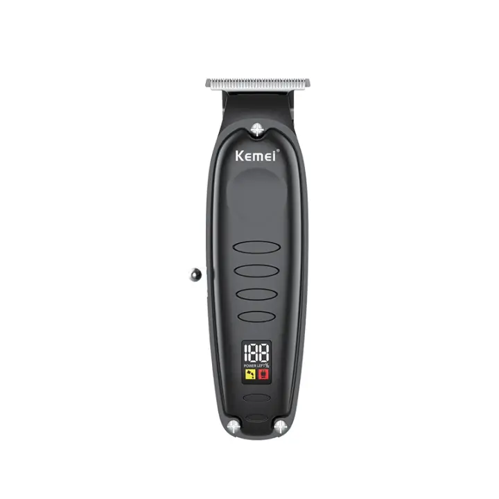 Kemei-cortadora de pelo inalámbrica, 0mm, Zero Gapped, cortadora de tallado, pantalla LCD, máquina de corte de acabado eléctrica profesional, peluquería - 1