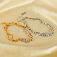Pulsera delicada de acero inoxidable estilo INS para mujer – Joyería minimalista de acero de titanio con circonita brillante - details 2