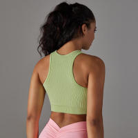 Tops de yoga para mujer, top de gimnasio sexy, sujetador informal a rayas sin costuras, ropa interior transpirable, top para correr - details 8