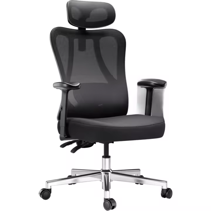 P3 Silla Ergonomica Escritorio, Silla Oficina Soporte Lumbar, Silla de Ordenador reclinable de ángulo Grande, Respaldo de Malla elástica, Negra - 1