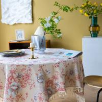 Mantel Vintage de lino y algodón, cubierta de mesa redonda lavable rústica Floral Pastoral para decoración de granja, Picnic, decoración de mesa - details 7