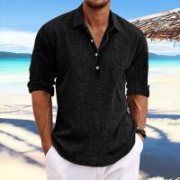 Camisa de hombre de media manga en color liso de verano con solapa, cárdigan de solapa informal de negocios de talla europea para hombre - details 2