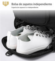 Mochila de gran capacidad para hombre, bolsa de viaje con compartimento para zapatos, capacidad expandible, con interfaz USB - details 2