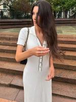 TARUXY-Vestidos largos ajustados de punto para mujer, vestidos largos informales holgados de cintura alta con temperamento elegante para otoño - details 25