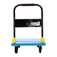 Camión de mano plegable con plataforma azul, carrito de mano de empuje, resistente, ahorro de espacio, con capacidad de carga de 400 kg y 4 ruedas - details 12