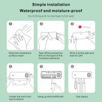 Esterilizador inteligente de rayos ultravioleta para cepillo de dientes, soporte para maquinilla de afeitar montado en la pared, estante de esterilización, accesorios de baño de secado rápido - details 9