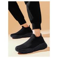 Zapatos Deportivos Con Plataforma A La Moda Para Hombre, Zapatillas Informales De Punto Rojo De Alta Calidad, Zapatillas Para Correr Ligeras Y Transpirables Sin Cordones Para Hombre - details 9