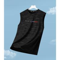 Verano de los hombres 2025 nuevo secado rápido T hielo fresco tejido deportes manga corta cuello redondo correr fitness T - details 14