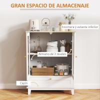 Aparador de Vidrio de 2 Puertas Mueble Ajustable para Sala de Estar y Dormitorio 68x35x85 cm - details 3