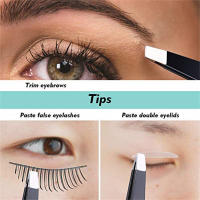 DUcare-Pinzas profesionales para cejas, extensión de pestañas de acero inoxidable, clásicas, inclinadas, 3 pinzas de depilación - details 1