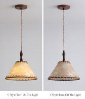 LEFANGXING Lámpara de Dinería de Tela Retro Estilo Wabi-sabi para Dormitorio, Tienda de Ropa, Sala de Estar Luz de Alumbramiento de Lino y Algodón Zen Crema - details 9