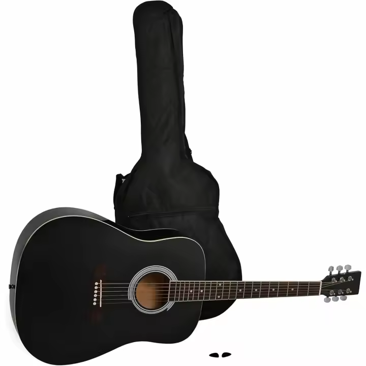 Guitarra acústica con bolsa, Color Negro - 1