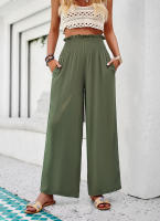 Ropa de mujer Primavera Verano Elegante Casual Color sólido Pantalones sueltos de pierna ancha - details 20