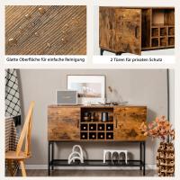 Estante de Vino de Metal Resistente 8 Botellas, 2 Puertas, Diseño de Malla, Ajustable, Para Sala de Estar, Cocina, 120×40×85cm - details 4