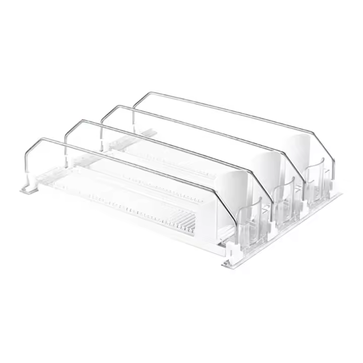 Organizador de bebidas para nevera, dispensador automático de refrescos, sostiene hasta 15 latas, color blanco - 1