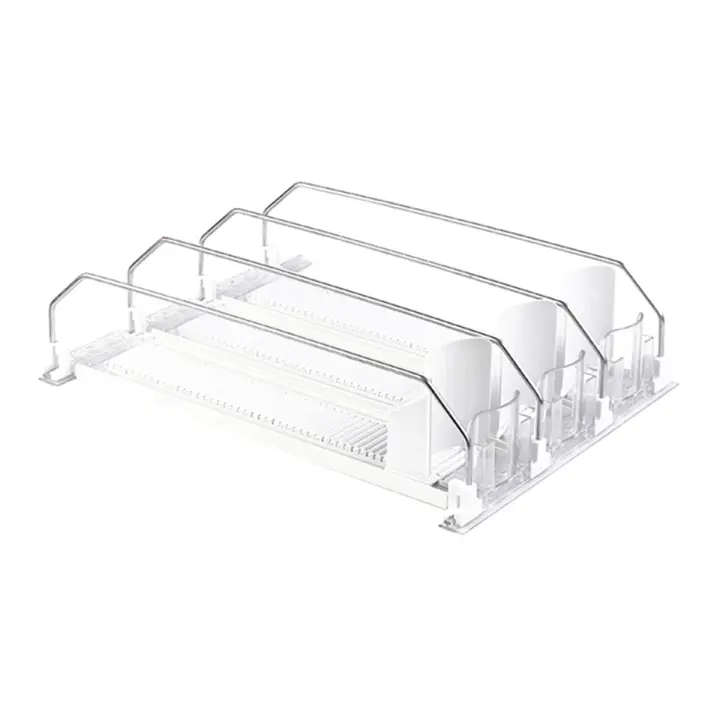 Organizador de bebidas para nevera, dispensador automático de refrescos, sostiene hasta 15 latas, color blanco - 1